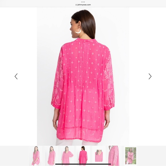 Johnny Was embroidered hot pink Marti Vera Tunic size XL - Picture 2 of 7